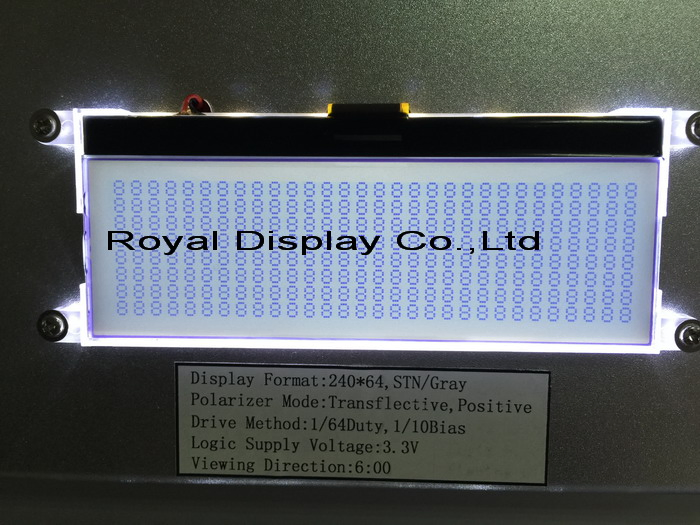 240*80 Graphic LCD Module FSTN 6h Wide Temperature St7529 Cog Industrial Display