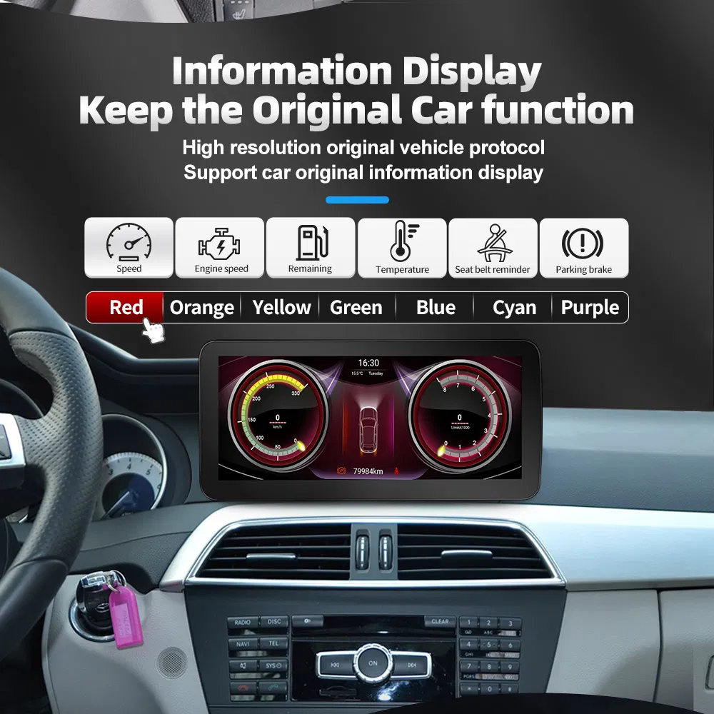 Android Car GPS Navigation for Mercedes C Glc W204 W205 W447 WiFi SIM Carplay Bt Google Touch Screen