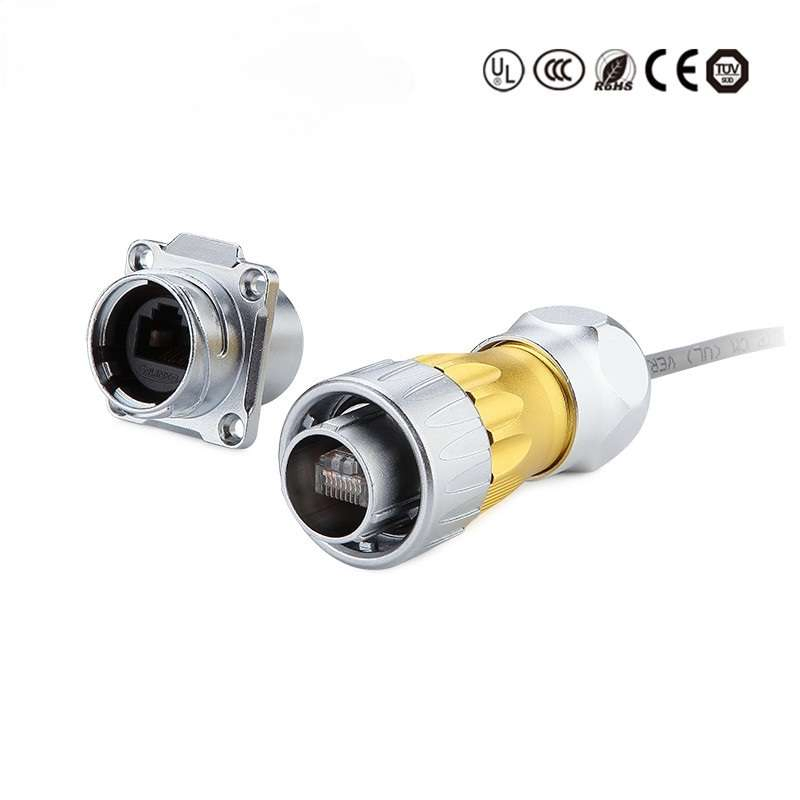 Dh24 RJ45 Ethernet IP67 Waterproof Metal Aviation Plug Data Ethernet Cnlinko Connector