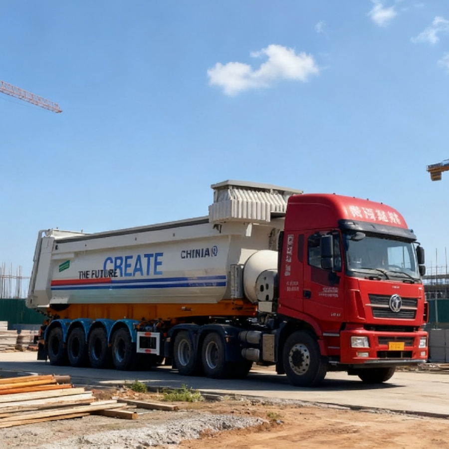 Customized Lightweight Design End Dump Rear-Tipping Semi-Trailer Used for Soil Transport