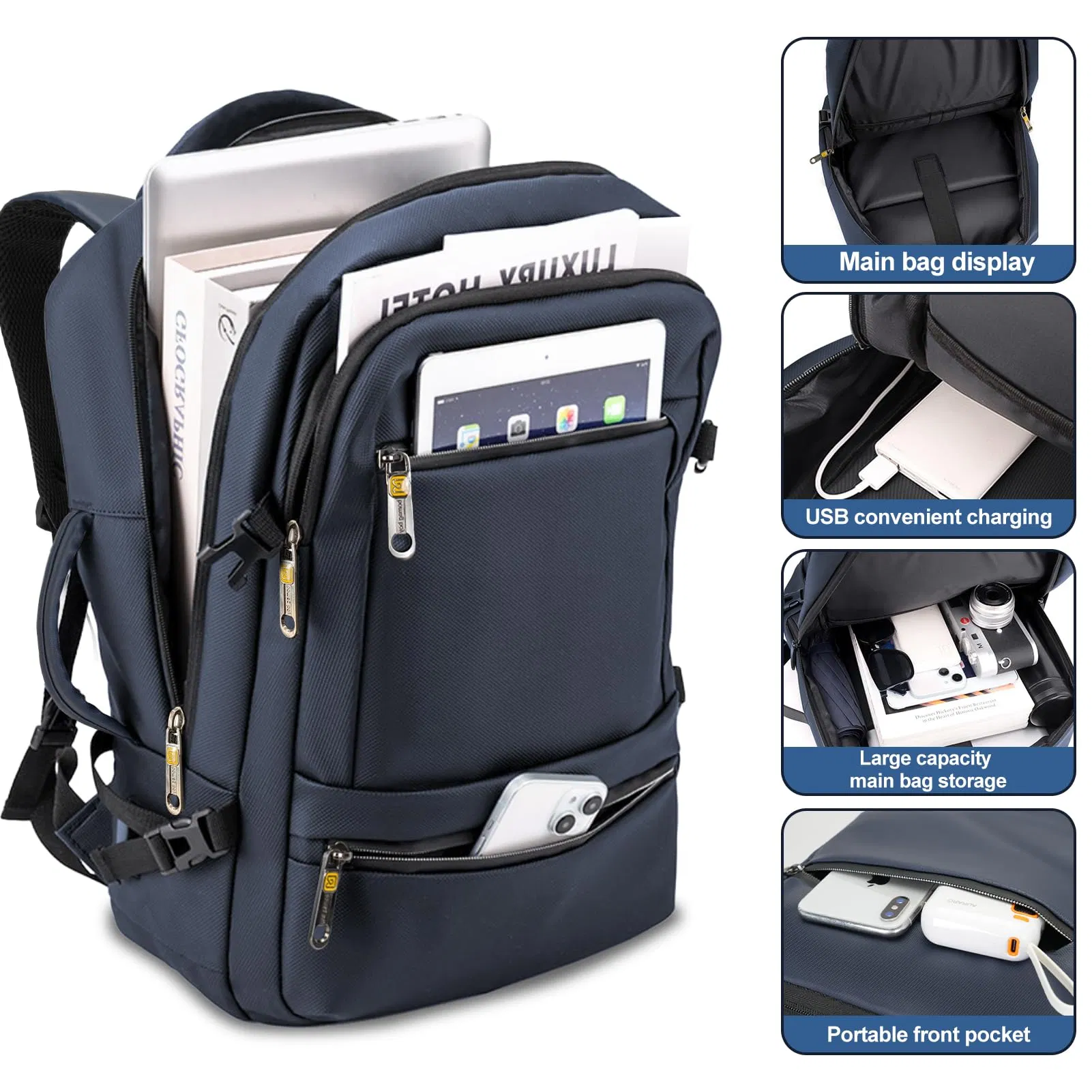 Travel Backpack for Men, Laptop Backpack Flight Approved, Waterproof Carry on Backpack with USB Port for Travel Bag