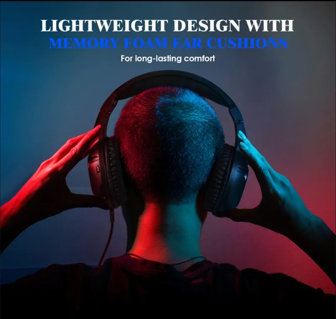 Gaming Head-Mounted Headset with Microphone Compatible with PS5, xBox One, PC and Laptops LED RGB Lights, Noise-Canceling