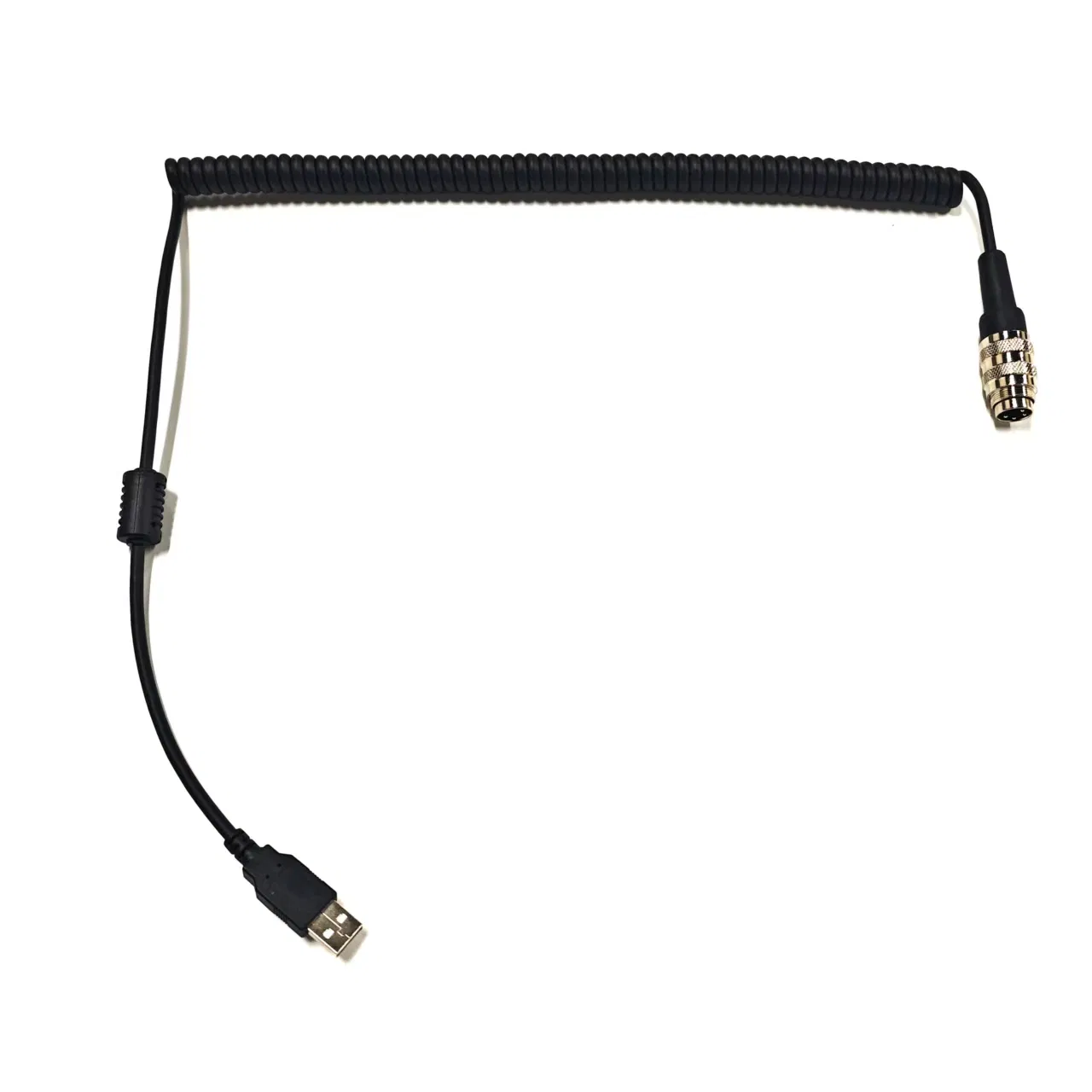 Aviation Binder Male to USB Coiled Cable 4X24AWG Industrial Spiral Data/Power Extension Cord