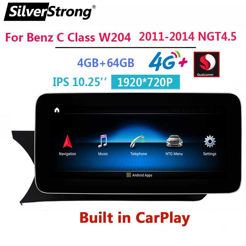 Silverstrong 4+64G Android 8core Car DVD Radio Multimedia Player GPS Navigation for Mercedes Benz C Class W204 S204 2011-2014 Ngt4.5 Carplay WiFi