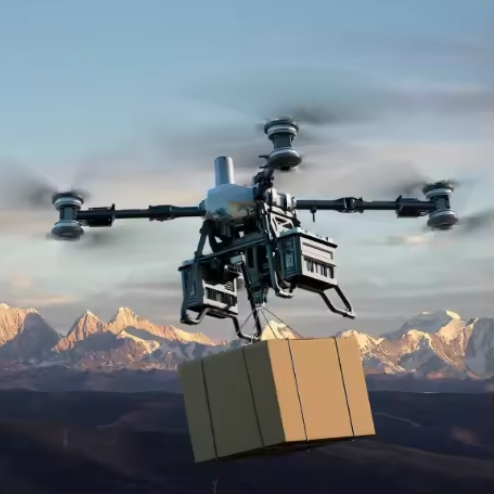 Construction Materials Transport Drone with Obstacle Avoidance - Safe for Site Operations