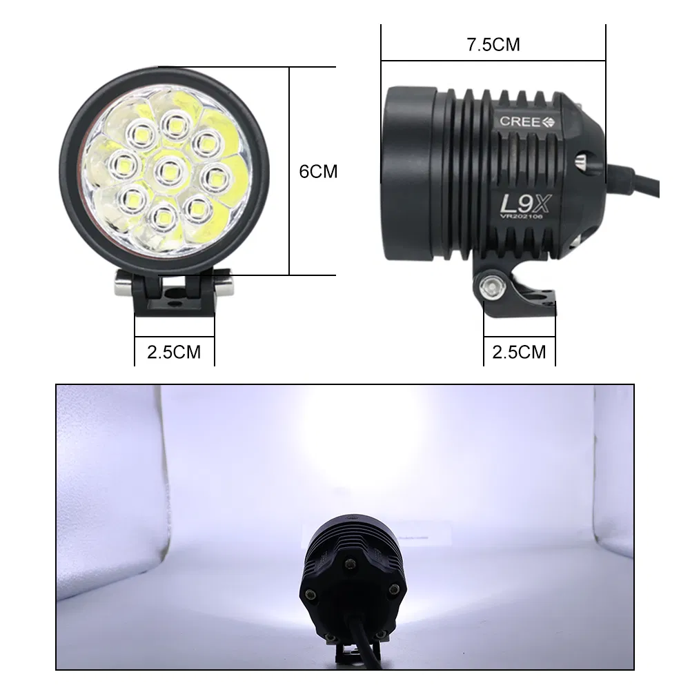 90W Super Bright LED Motorcycle Spotlight Work Light Universal Motorbike Mini Spot Driving Light Headlight