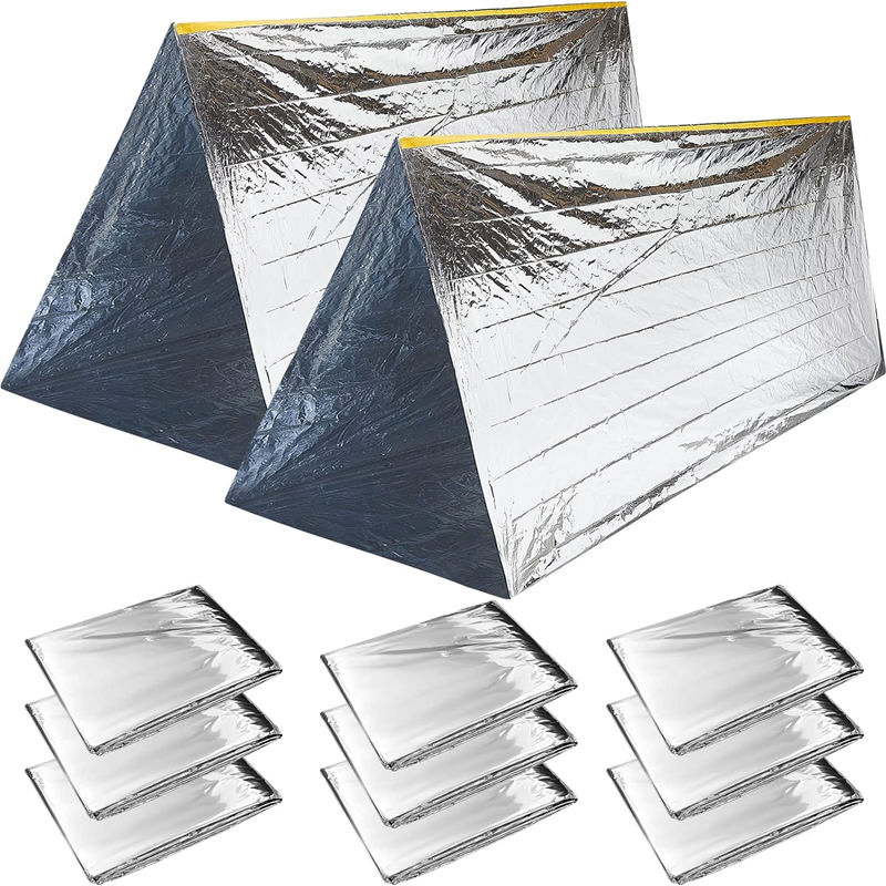 Emergency Tent Waterproof &amp; Compact for Government Reserve Materials 9 X 8 FT Comfortably Raincoat Survival Shelter Warmth Ultra-Quick Set-up