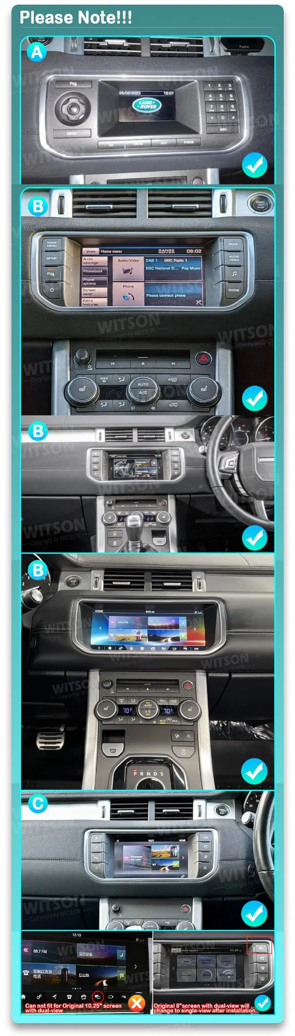 Witson Android 13 for Range Rover Evoque L551 L538 2012-2020 Car Multimedia Stereo GPS Carplay Player Auto Radio Navigation WiFi Auto Radio Navigation