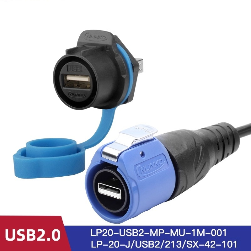 Cnlinko Lp20 IP68 Waterproof USB2.0 Aviation Plug Panel Data Signal Cable Connector