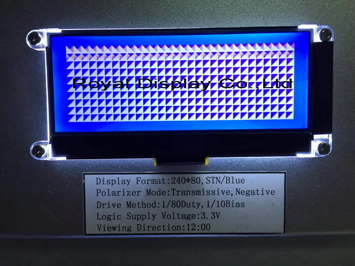 240*80 FSTN Graphic 6h St75256 Super Wide Temperature Industrial Display with PCB LCD Module