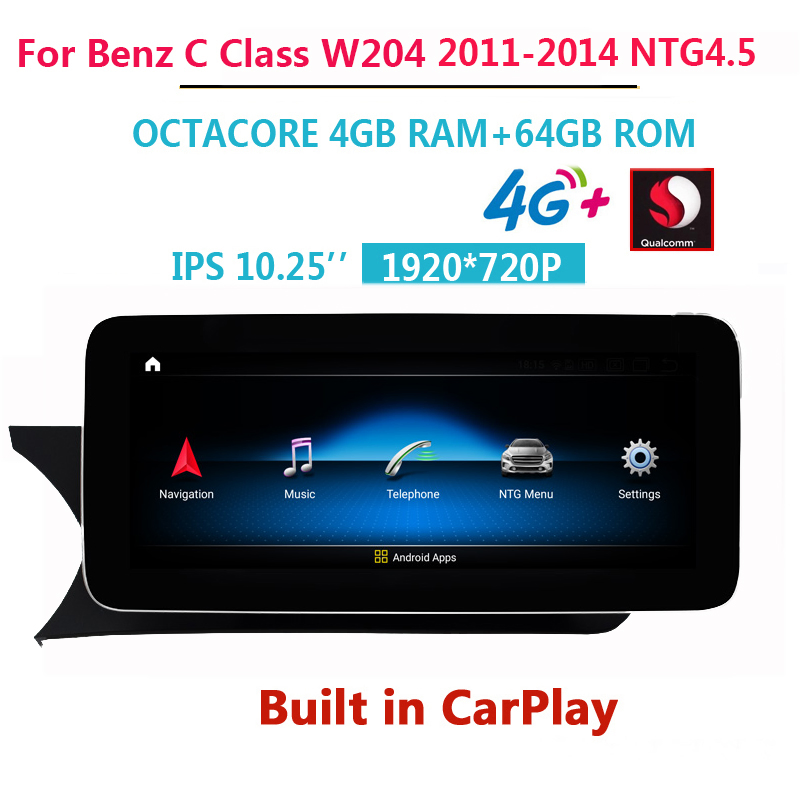 Silverstrong 4+64G Android 8core Car DVD Radio Multimedia Player GPS Navigation for Mercedes Benz C Class W204 S204 2011-2014 Ngt4.5 Carplay WiFi