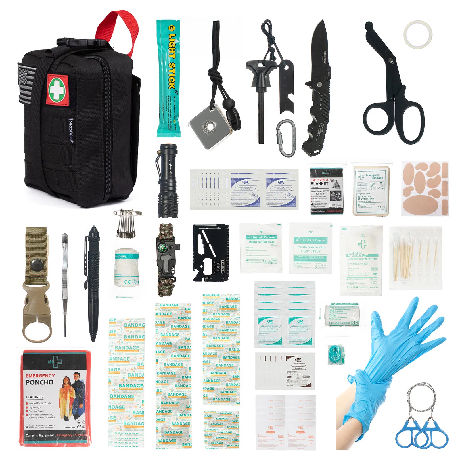 Custom OEM ODM First Aid Survival First Aid Kit Pouch Camping Hiking Outdoor Tool Survival Kit
