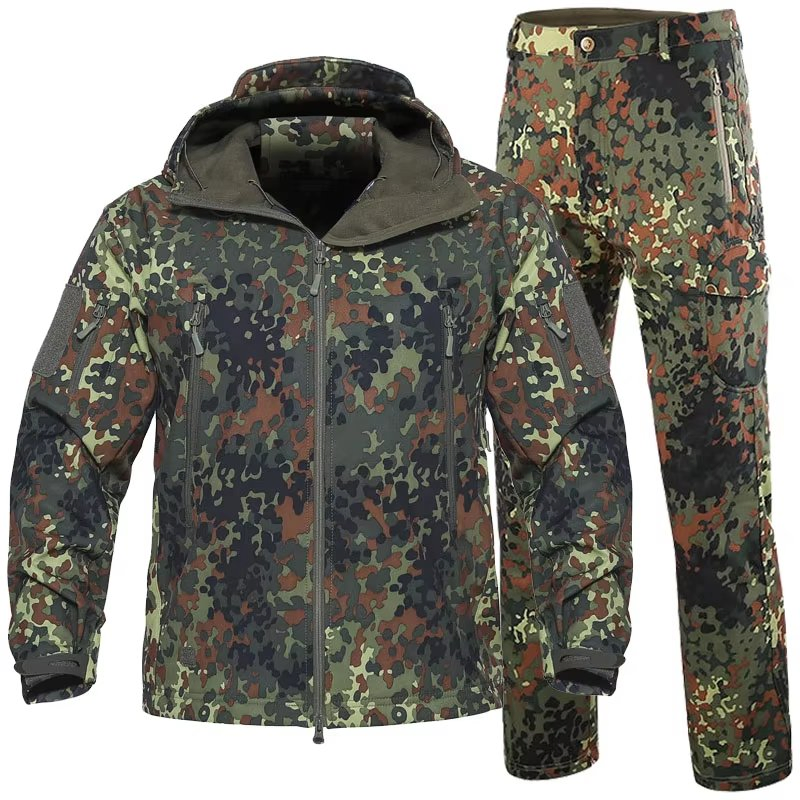 Ultra Safe Green Camo Sharkskin Windproof Waterproof Winter Combat Suit Tactical Jacket
