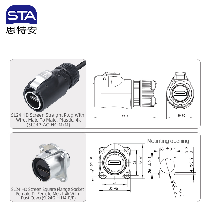 HD Data Signal Quick Cable Plastic Metal Industrial Aviation Plug Circular Connector