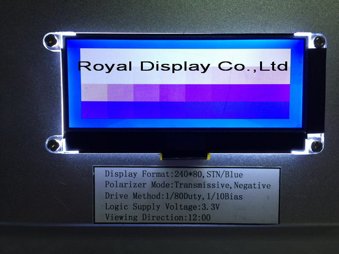 240*80 Graphic LCD Module FSTN 6h Wide Temperature St7529 Cog Industrial Display