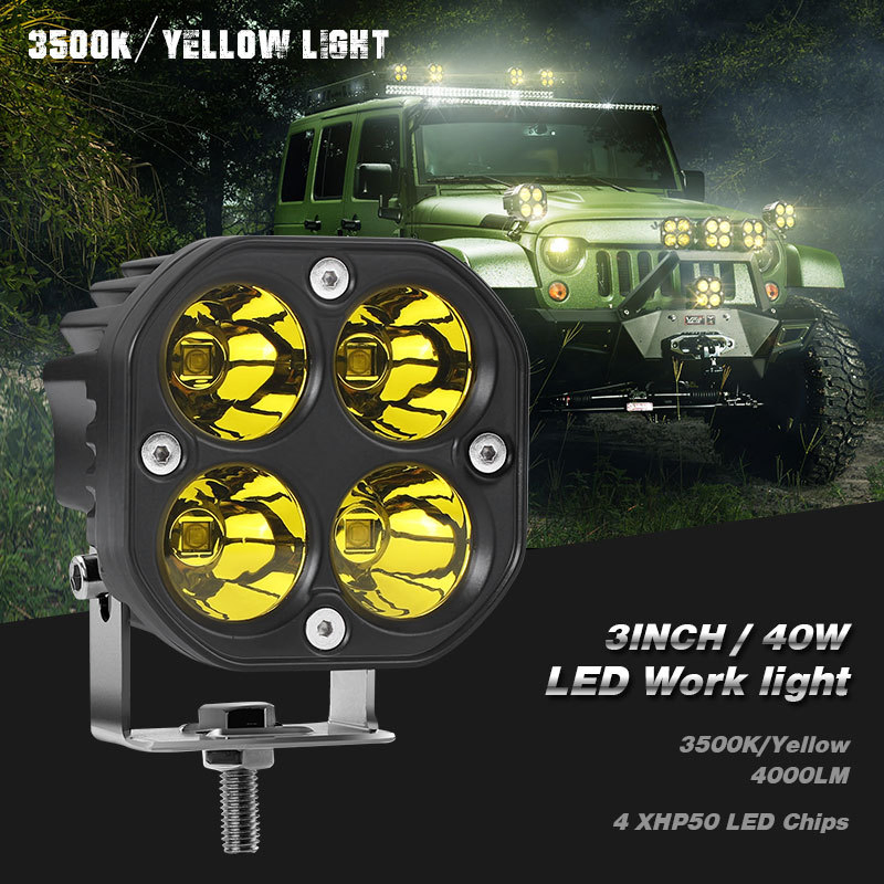 4X4 off Road Motorcycle Car LED Work Bar Light Driving 3.0 Inch Tractors 40W Work Light LED Truck Light System