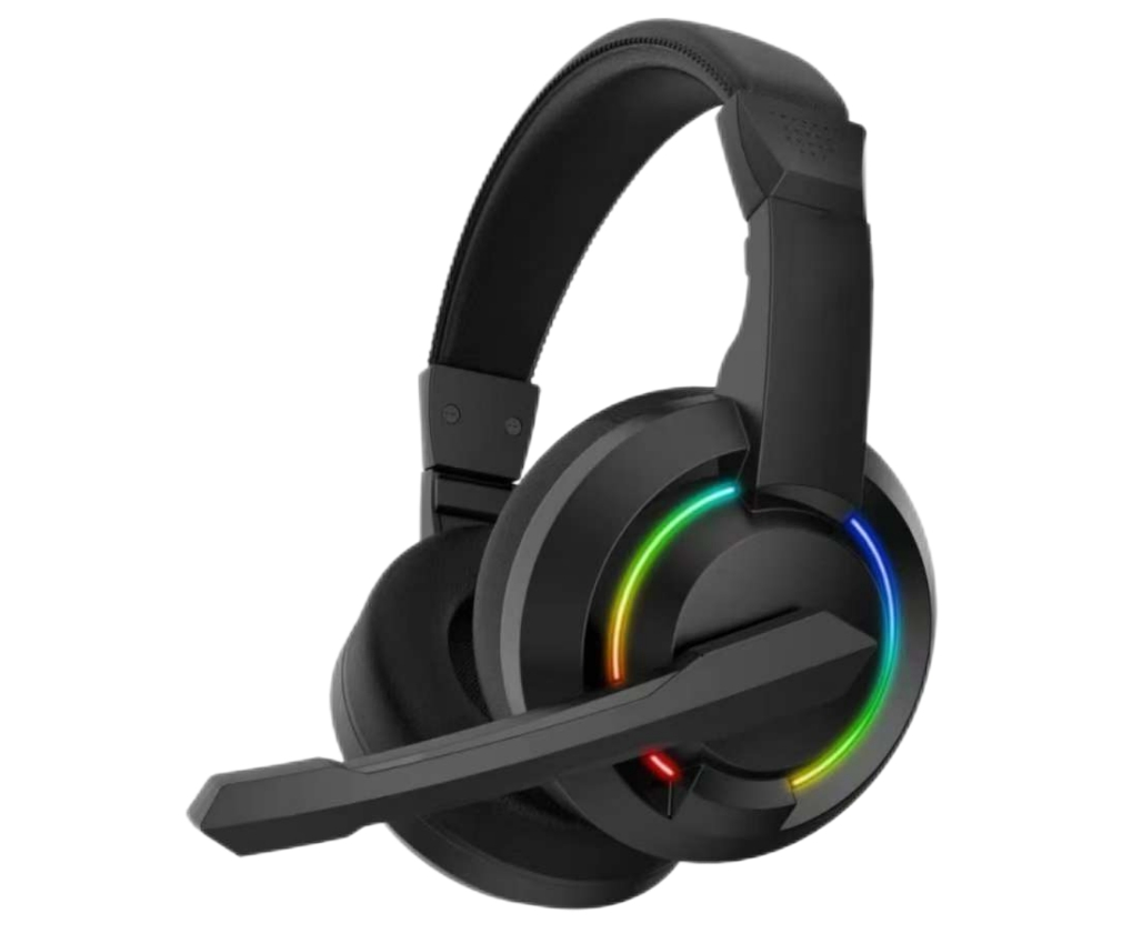 Gaming Head-Mounted Headset with Microphone Compatible with PS5, xBox One, PC and Laptops LED RGB Lights, Noise-Canceling