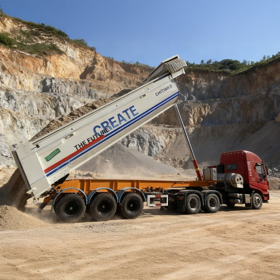 Customized Lightweight Design End Dump Rear-Tipping Semi-Trailer Used for Soil Transport