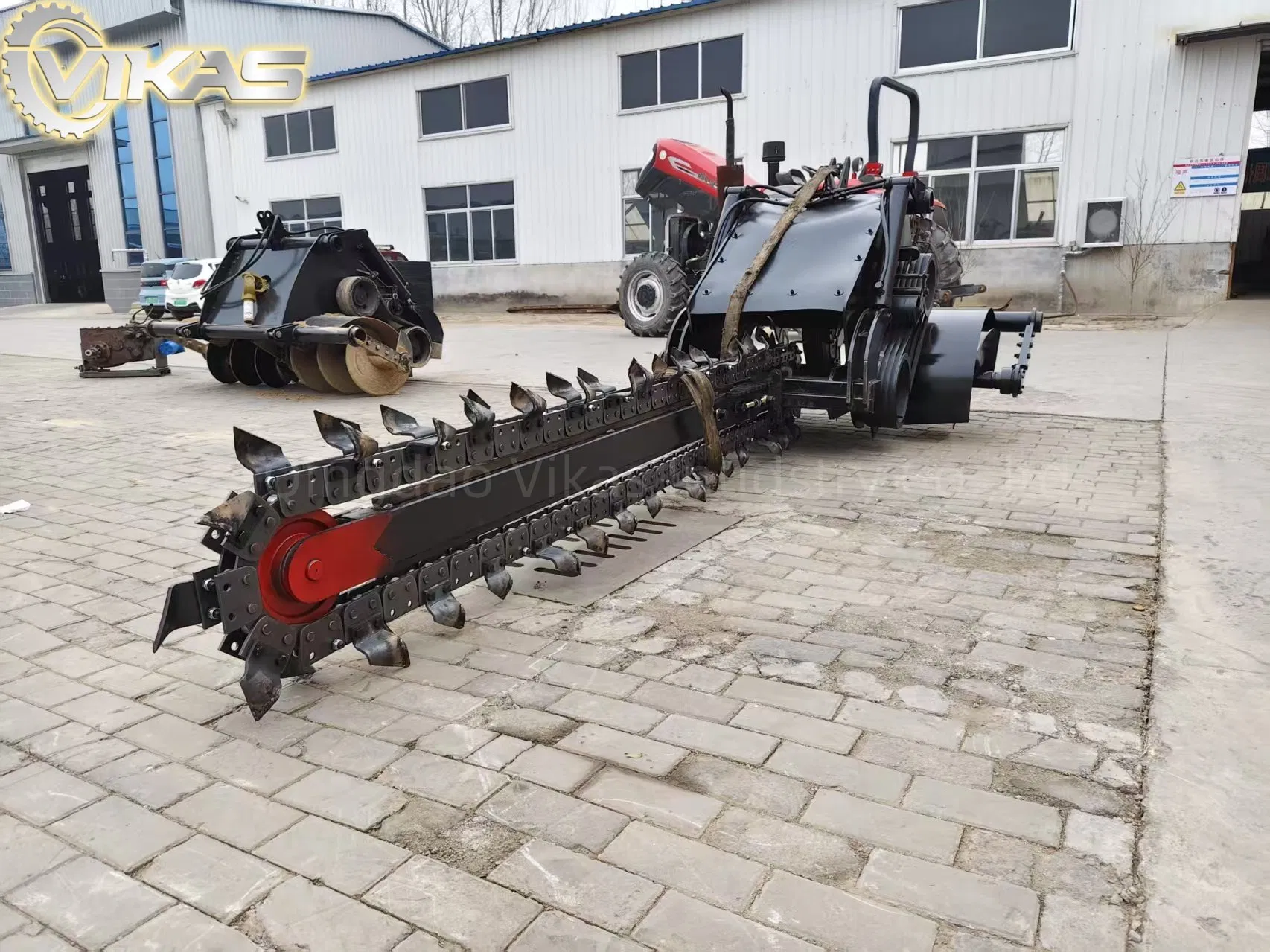 Zanjadora 3-Point Tractor Mounted Pto Single Ditch Ditching Pipeline Disc Double Farmland Saw Farm Chain Trencher for Burying Trenching Water Pipe and Cable