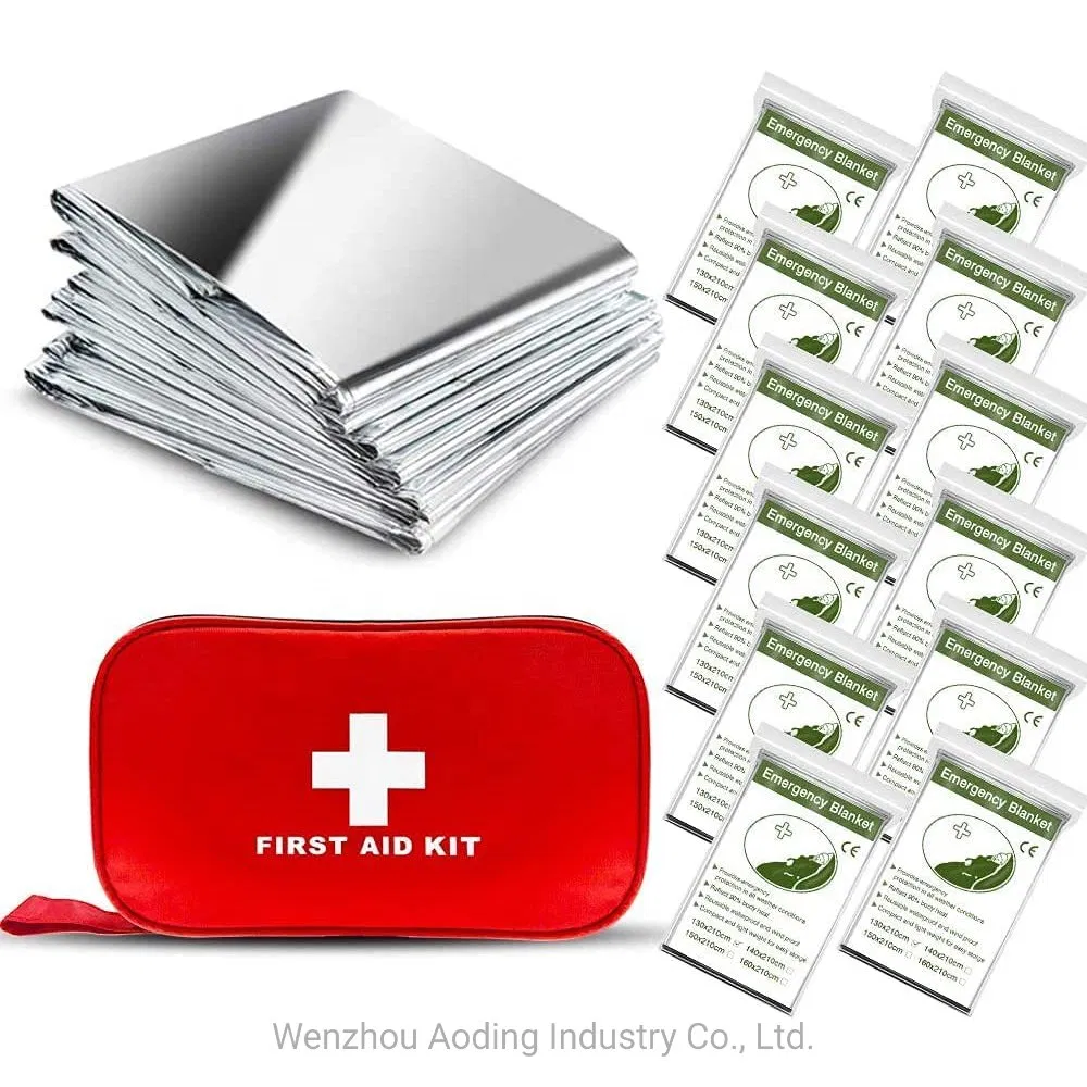 Custom Logo Outdoor Mylar Emergency Blankets 4 Pack Nasa Designed Extra Large Thermal Foil Space Blankets for Camping