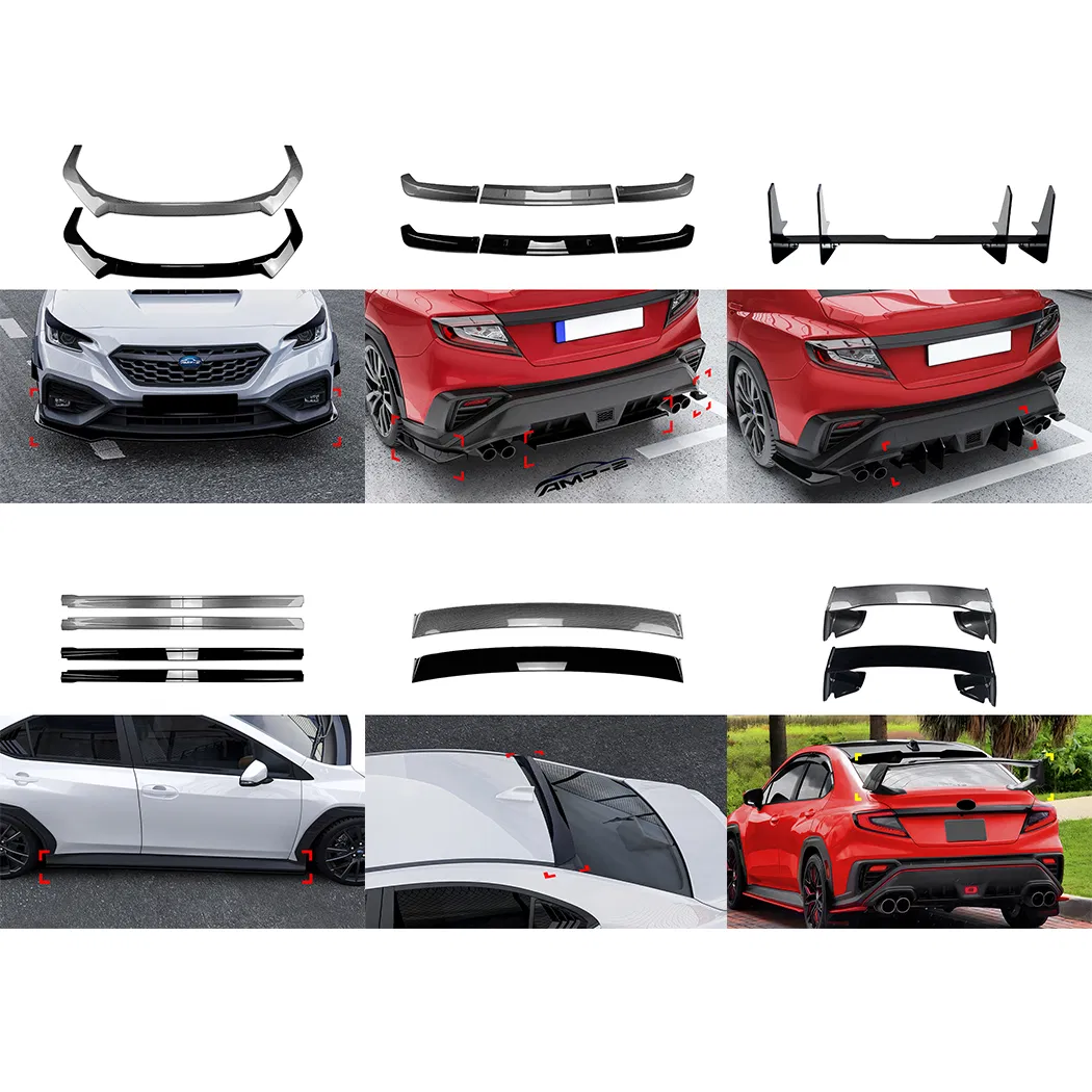 Skirts laterais Wrx Sti, lábio do para-choque dianteiro, spoiler traseiro, difusor traseiro para Subaru Wrx Sti Vb 2020+ Acessórios para carro