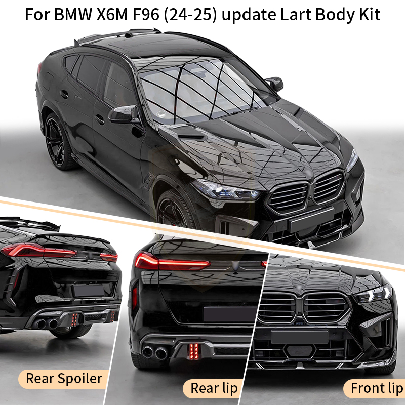 para BMW X6m F96 2024+ Kit de Carroceria Estilo Lar-T em Fibra de Carbono Spoiler Dianteiro Difusor Traseiro Ponteiras de Escape Saias Laterais Grelhas do Para-choque Spoiler