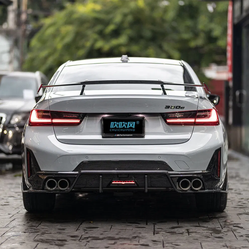 Difusor Traseiro de Fibra de Carbono com Luzes para BMW 3 Série G20 G28 320I 325I 330I Lci 2022+ Spoiler Inferior do Para-choque Traseiro