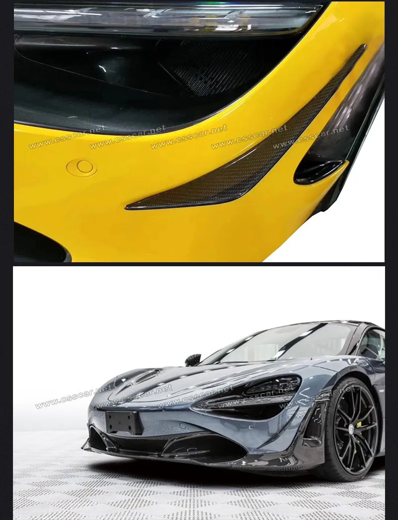 para Mclaren 720s Fibra de Carbono Real Tecido Canards de Para-choque Frontal