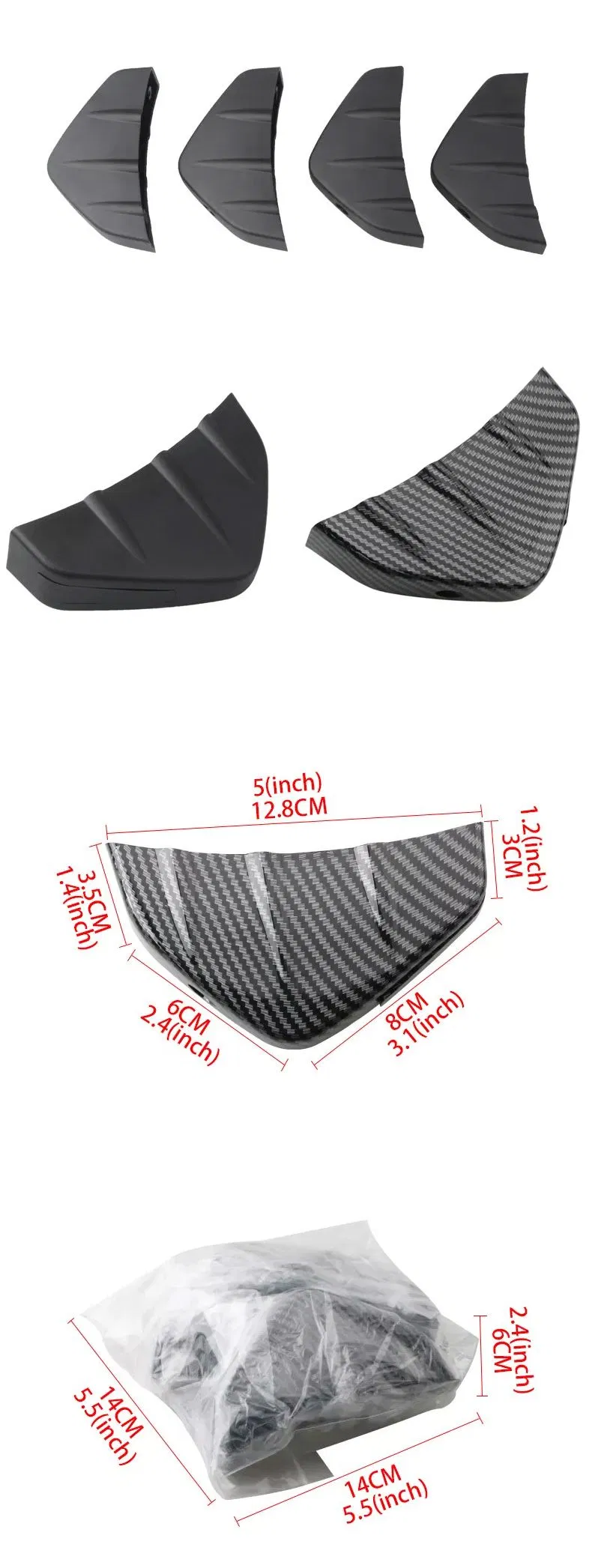 Difusor de Para-choque Traseiro Universal 4PCS Saia de Fender Lip Splitter Fim Spoiler Aparência de Fibra de Carbono Protetor de Spoiler Shark