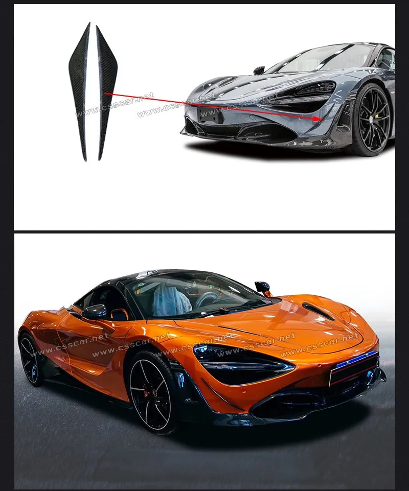 para Mclaren 720s Fibra de Carbono Real Tecido Canards de Para-choque Frontal
