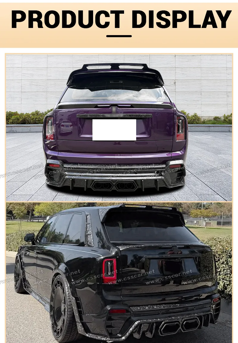 Novo Chegada Parachoque Traseiro em Fibra de Carbono Seco para Upgrade ao Estilo Msy para Rolls Royce Cullinan