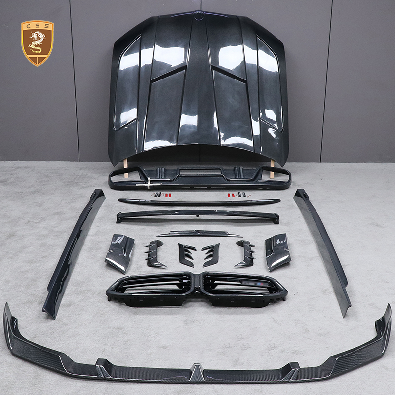 para BMW X6m F96 2024+ Kit de Carroceria Estilo Lar-T em Fibra de Carbono Spoiler Dianteiro Difusor Traseiro Ponteiras de Escape Saias Laterais Grelhas do Para-choque Spoiler