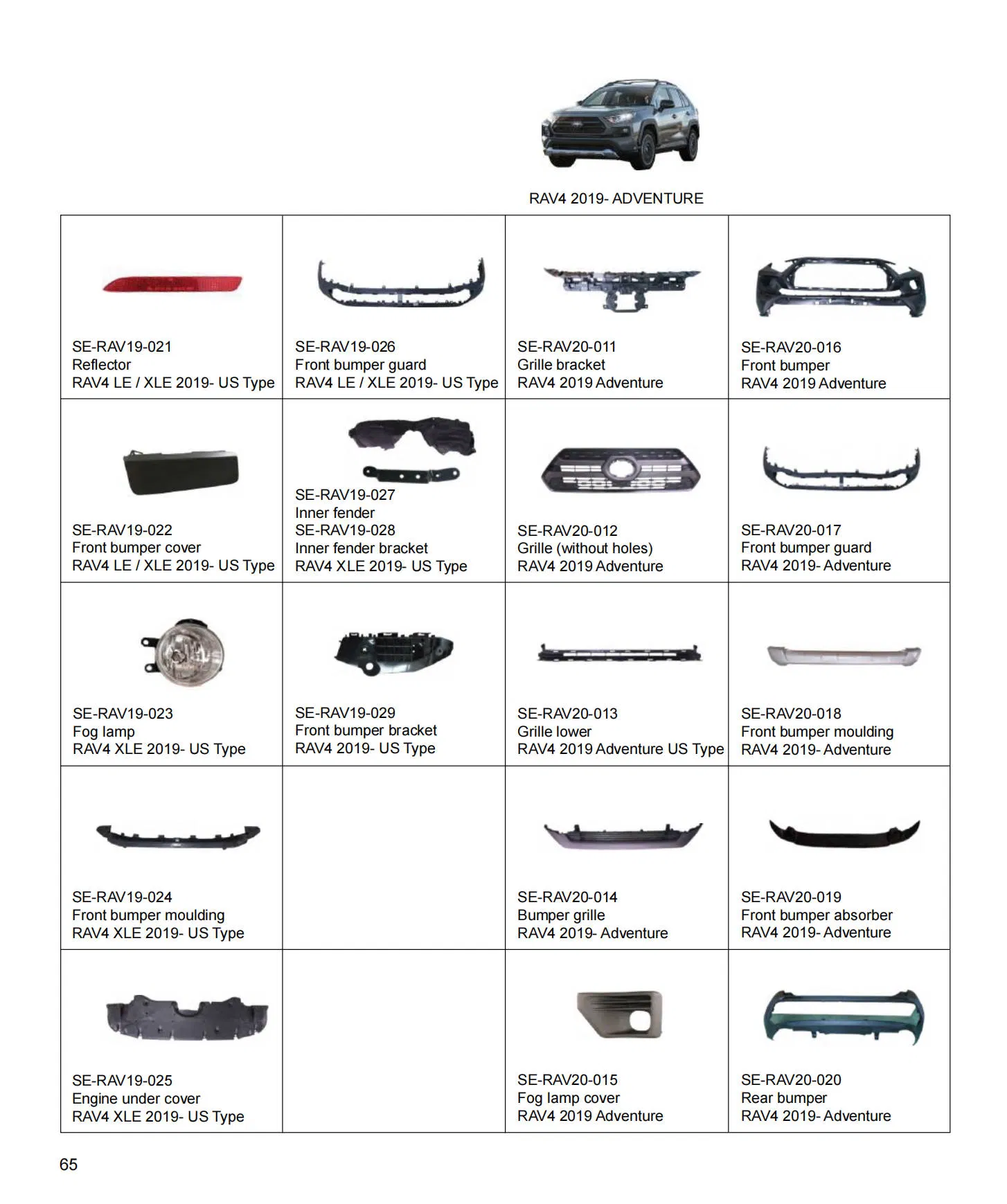 Peças de Autopeças por Atacado Acessórios para Carros Reforço do Para-choque Dianteiro para 2019 Toyota RAV4 Adventure Tipo US