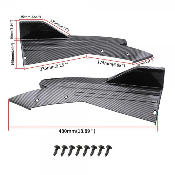 Epman 10sets/Carton Protetor Universal de Fibra de Carbono ABS para Spoiler de Parachoque Traseiro, Faixa de Lateral, Protetor Antirrisco Epcy2248-10t