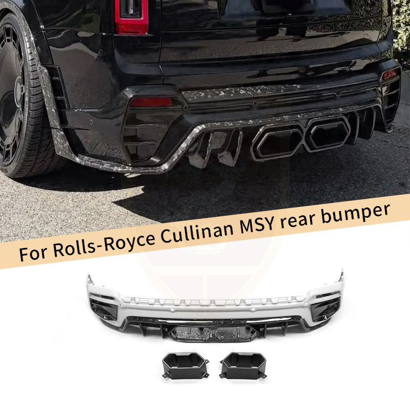 Novo Chegada Parachoque Traseiro em Fibra de Carbono Seco para Upgrade ao Estilo Msy para Rolls Royce Cullinan