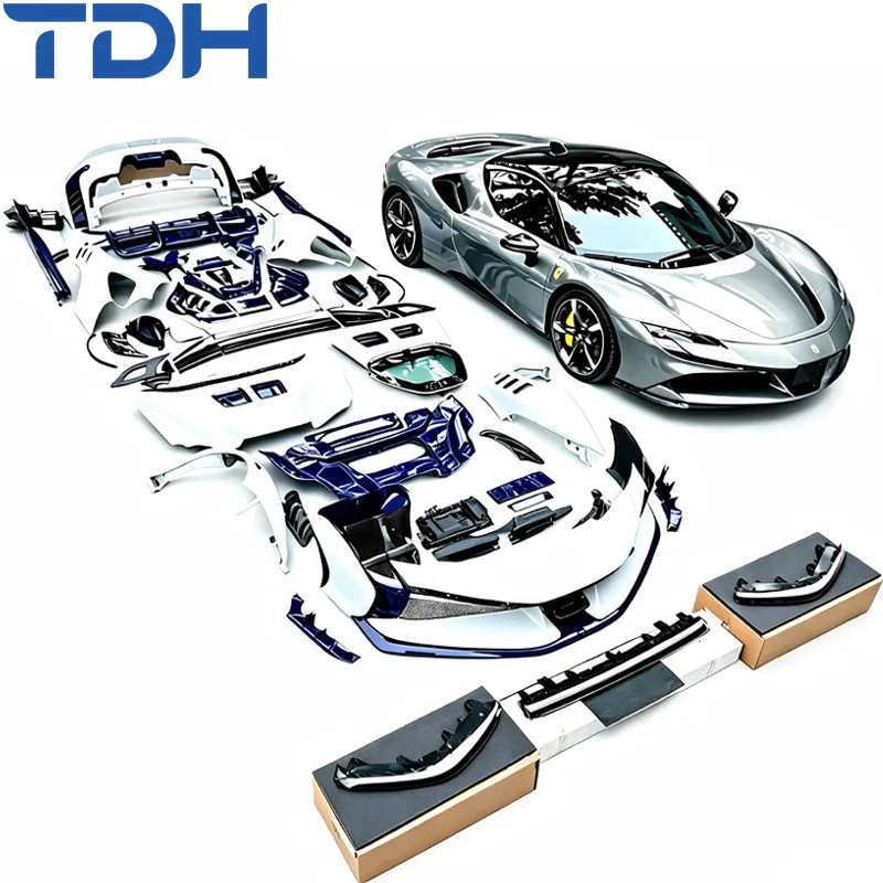 Para-choque de Carbono Seco de Alta Qualidade para Ferrari Sf90 Facelift para Sf90xx Para-choque Frontal Rar Para-choque com Peças de Carbone Fiber