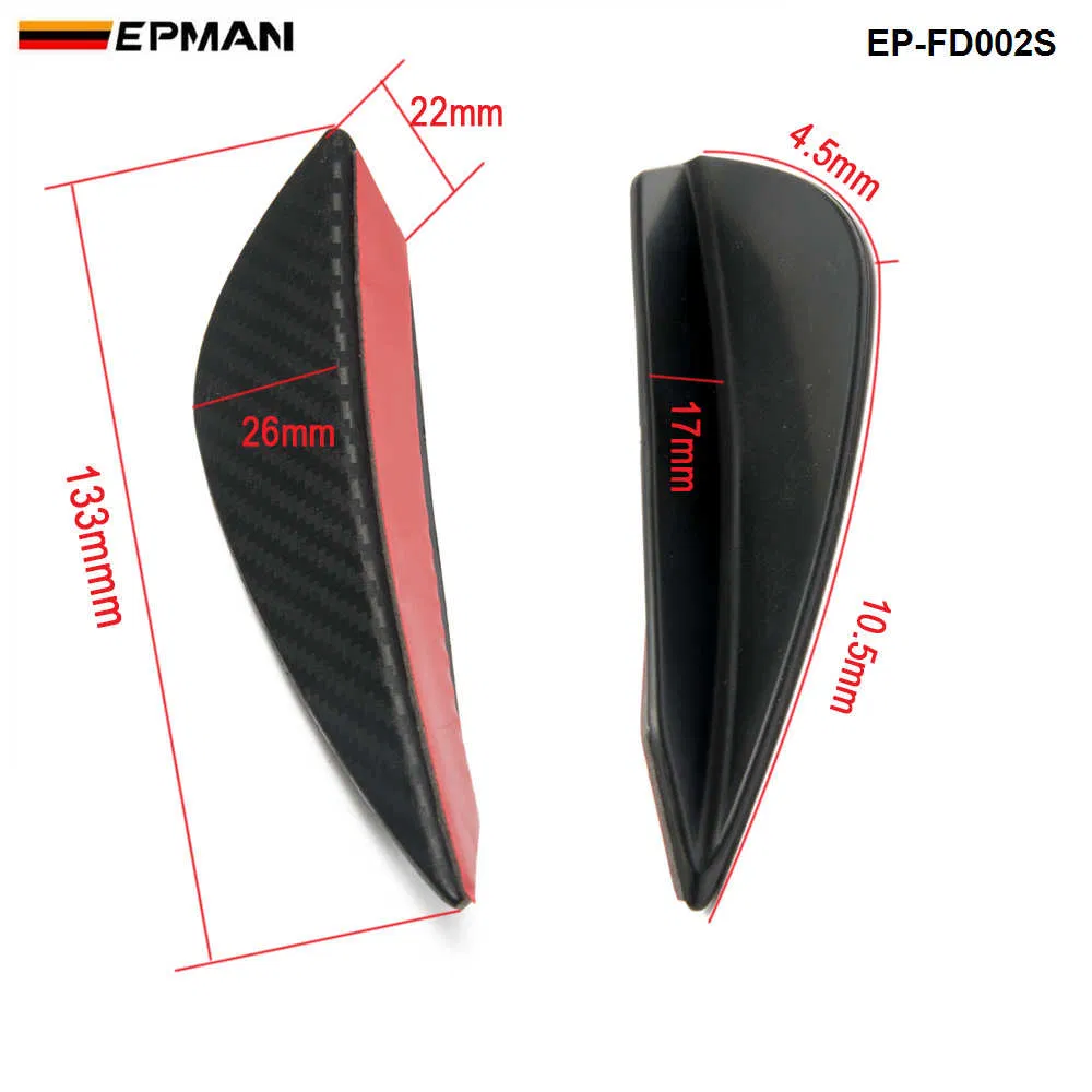 Epman -50sets/Carton 4PCS Spoiler de Corpo com Fins de Divisor de Lábio Frontal em Fibra de Carbono Ep-Fd002s-50t