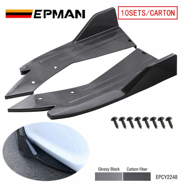 Epman 10sets/Carton Protetor Universal de Fibra de Carbono ABS para Spoiler de Parachoque Traseiro, Faixa de Lateral, Protetor Antirrisco Epcy2248-10t