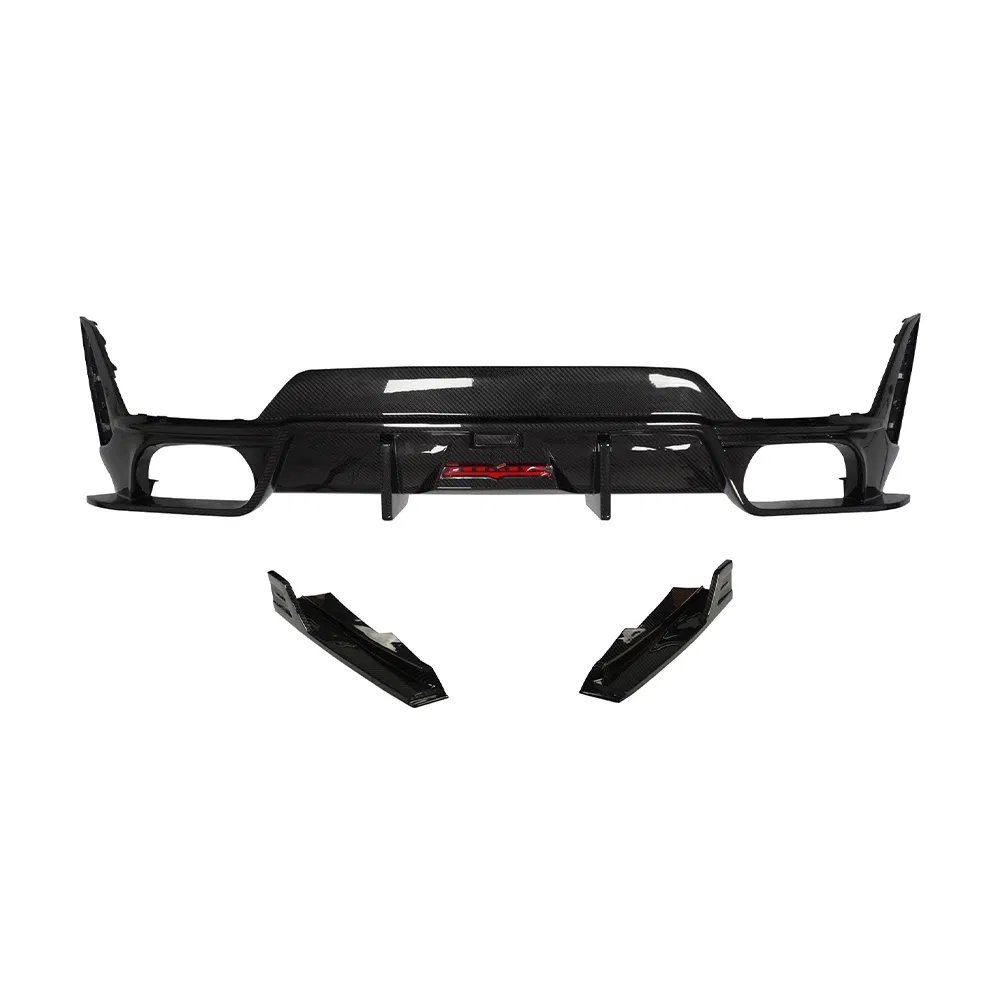 Difusor Traseiro de Fibra de Carbono com Luzes para BMW 3 Série G20 G28 320I 325I 330I Lci 2022+ Spoiler Inferior do Para-choque Traseiro