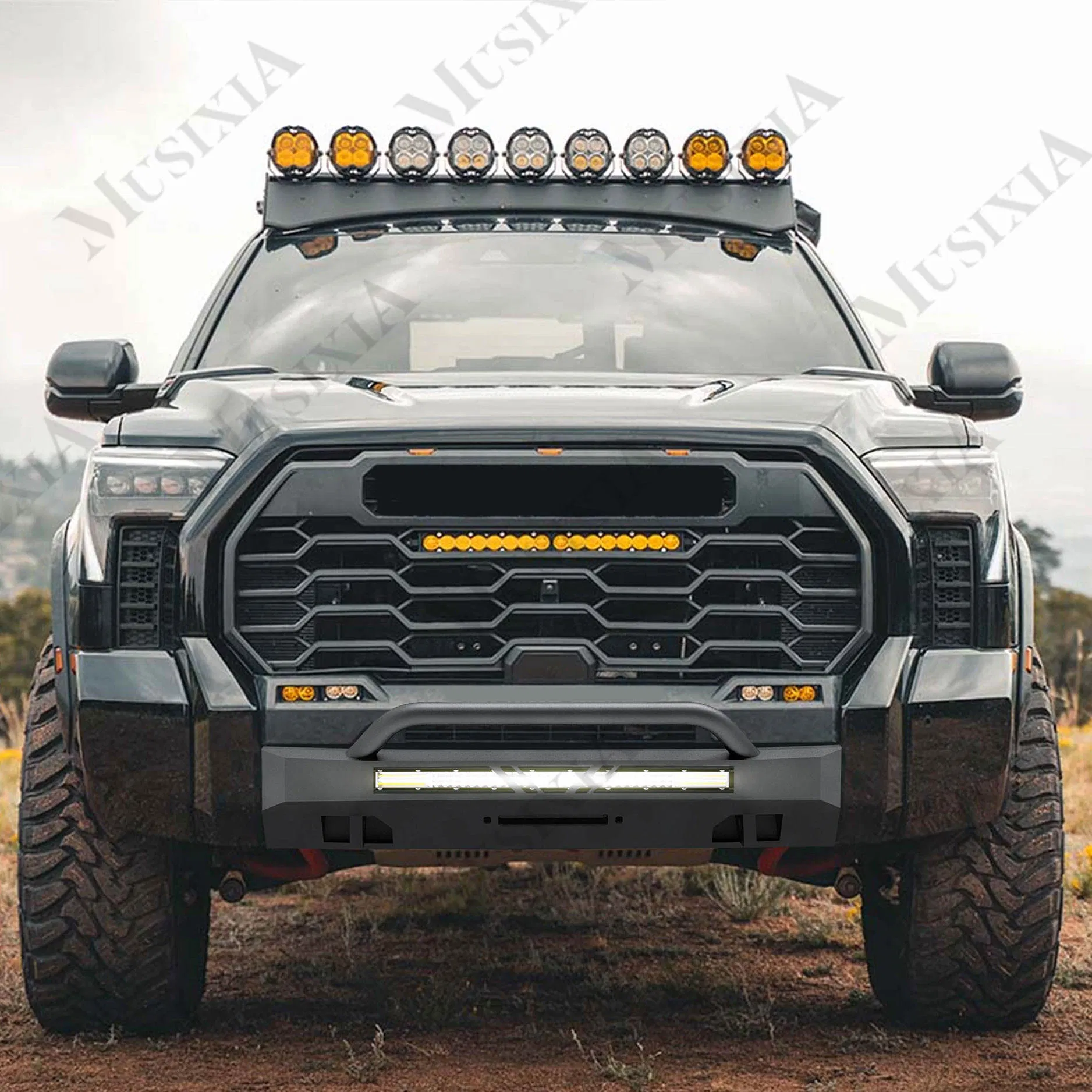 Bumper dianteiro de aço preto off-road para Toyota Tundra 22-24