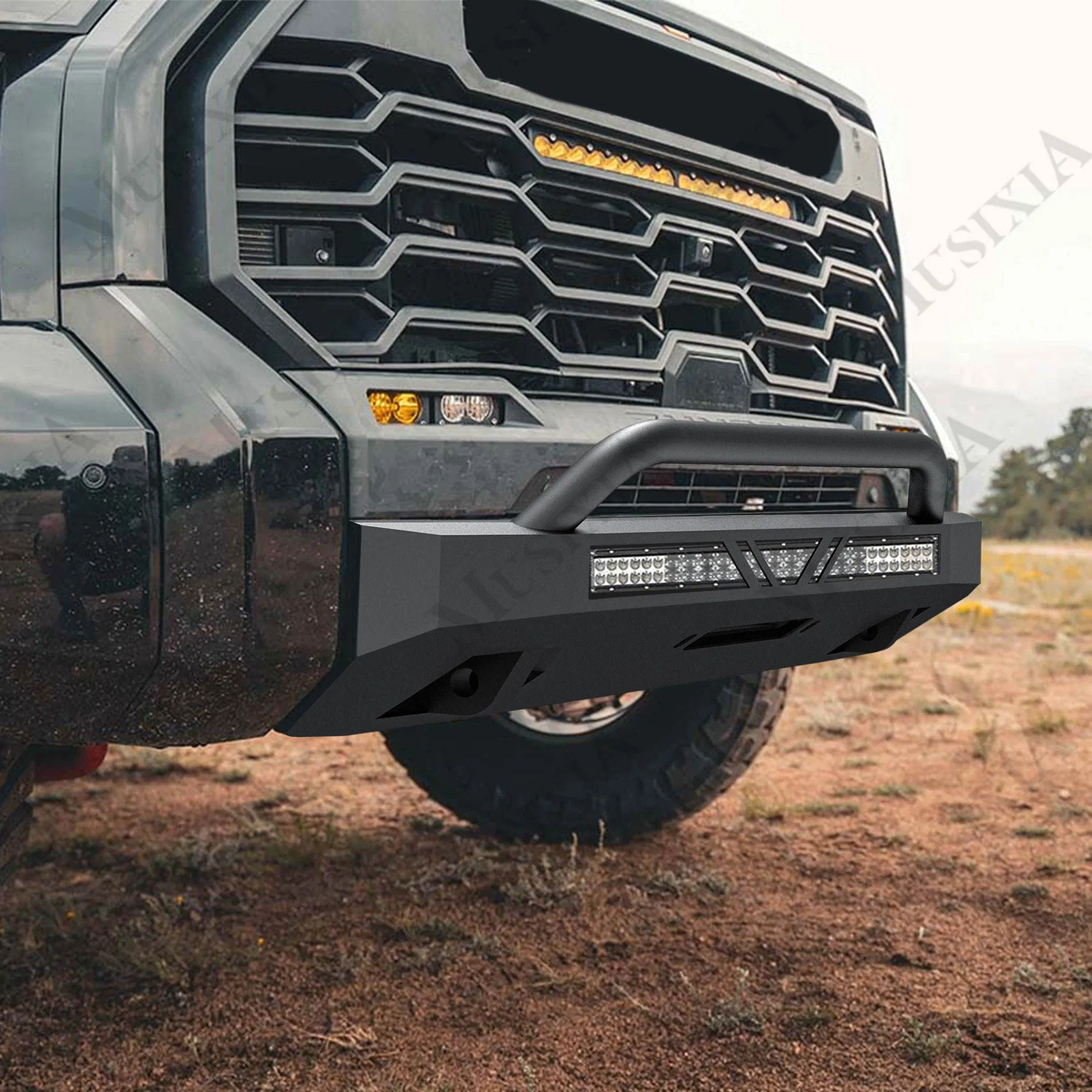 Bumper dianteiro de aço preto off-road para Toyota Tundra 22-24