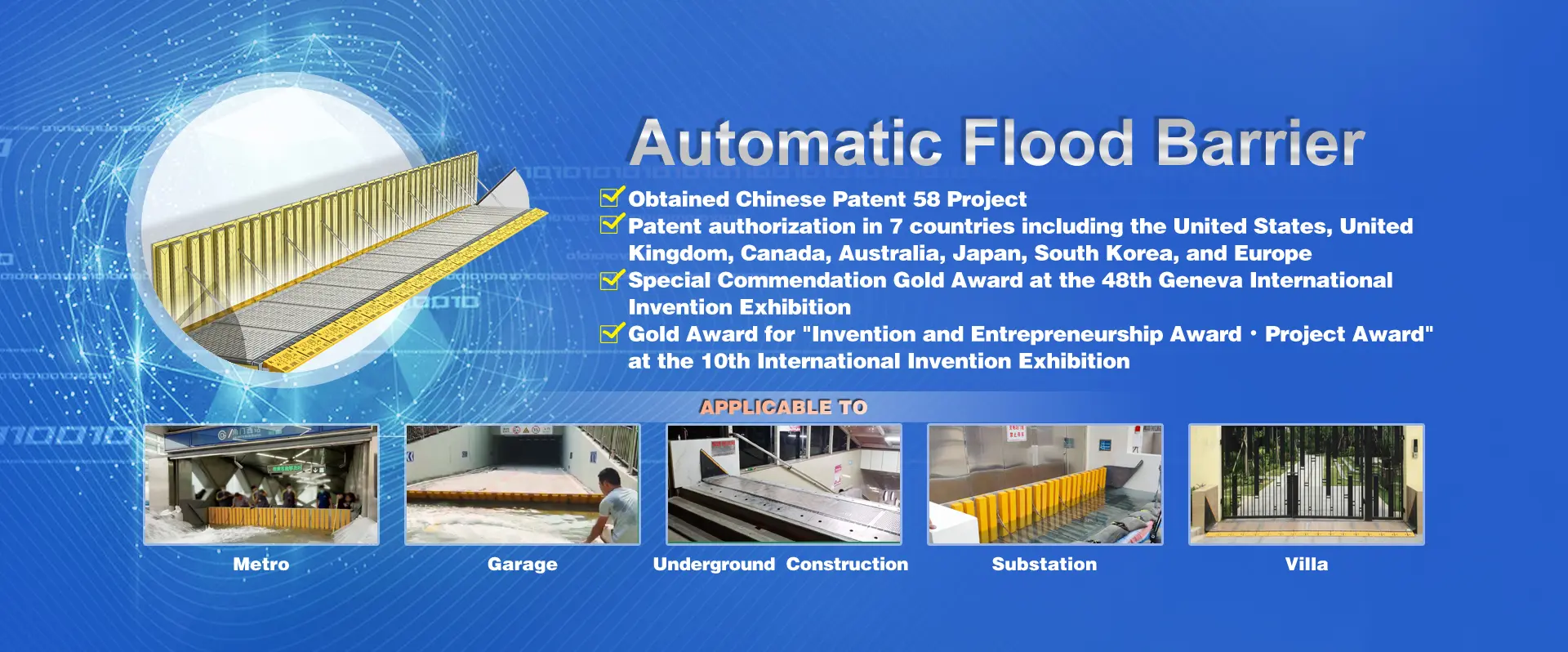 Flood protection barrier protecting a metro station entrance