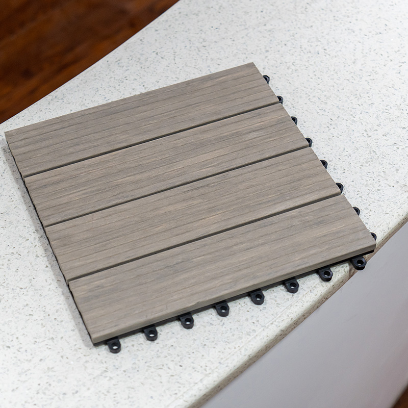 WPC DIY-Tiles China Top Supplier Co-Extrusion Teak Floor Tile Non-Slip Interlocking DIY Tiles Outdoor Easy Installation Pavement Tile