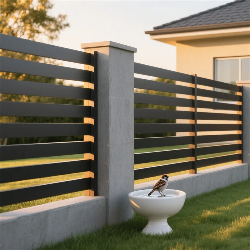 2026 Popular WPC Powder Coating Black Grey 20X60mm Wrought Iron Aluminum Batten Fence Panels for Family