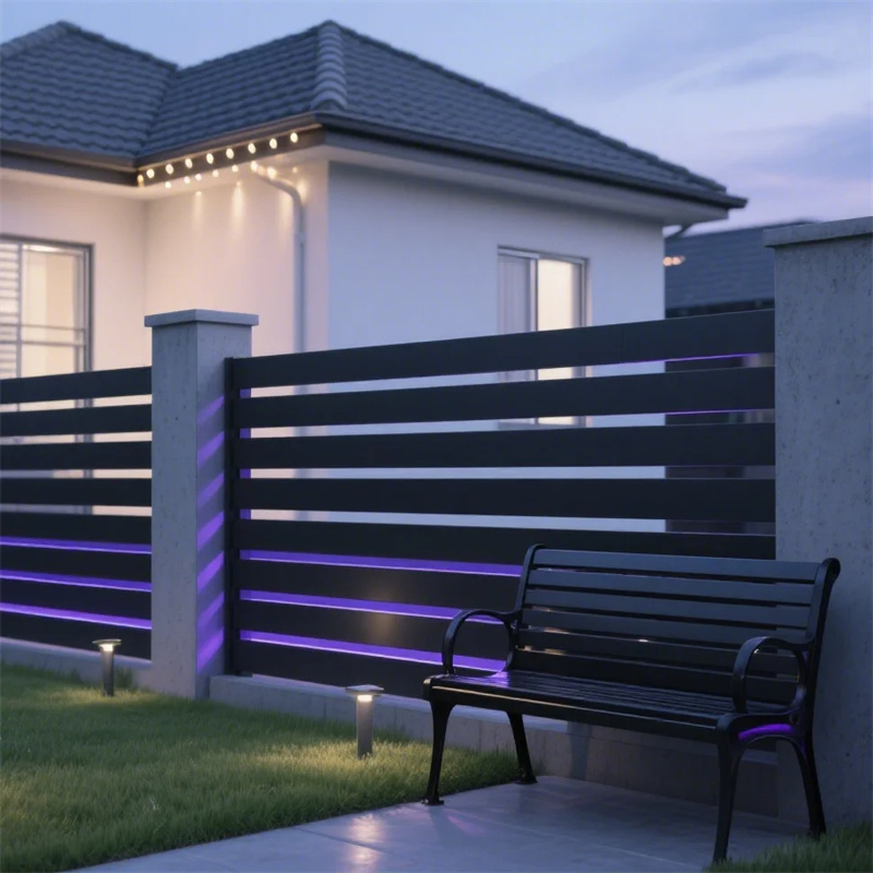 2026 Popular WPC Powder Coating Black Grey 20X60mm Wrought Iron Aluminum Batten Fence Panels for Family