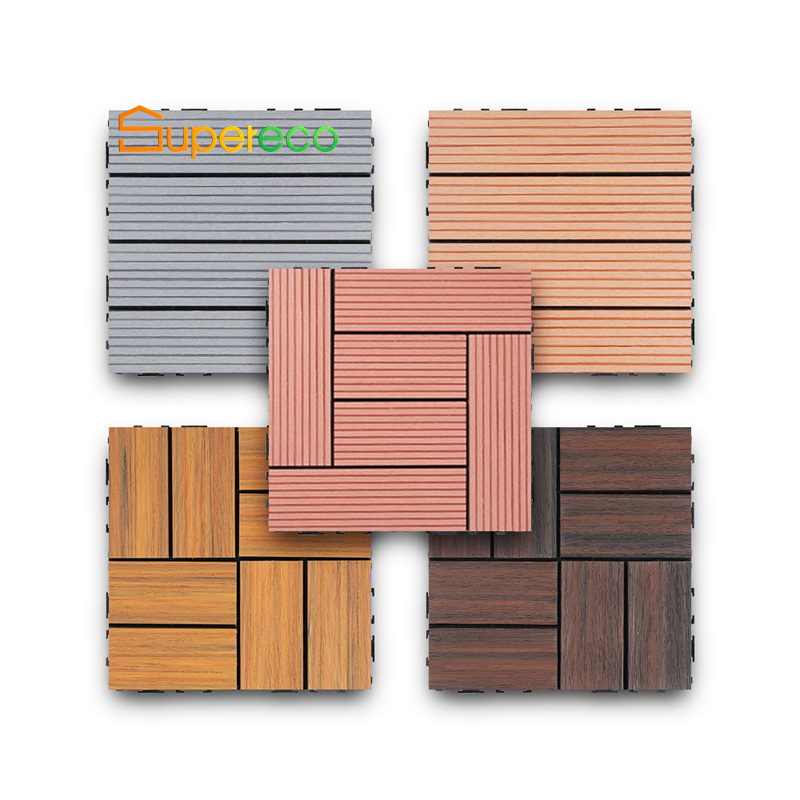 Co-Extrusion Composite WPC Decking Tiles 300X300mm WPC DIY Tiles Interlocking Decking Tiles for Outdoor Patio