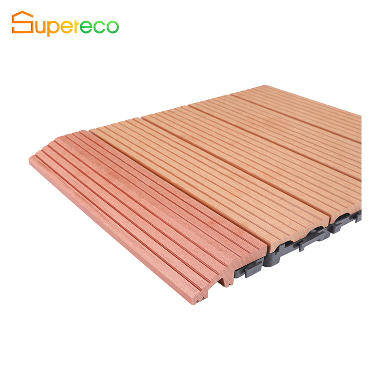 300*300 WPC DIY Square Board Interlocking Tiles Waterproof Fireproof Cobblestone Design Wood/Grass Decking Floor for Home