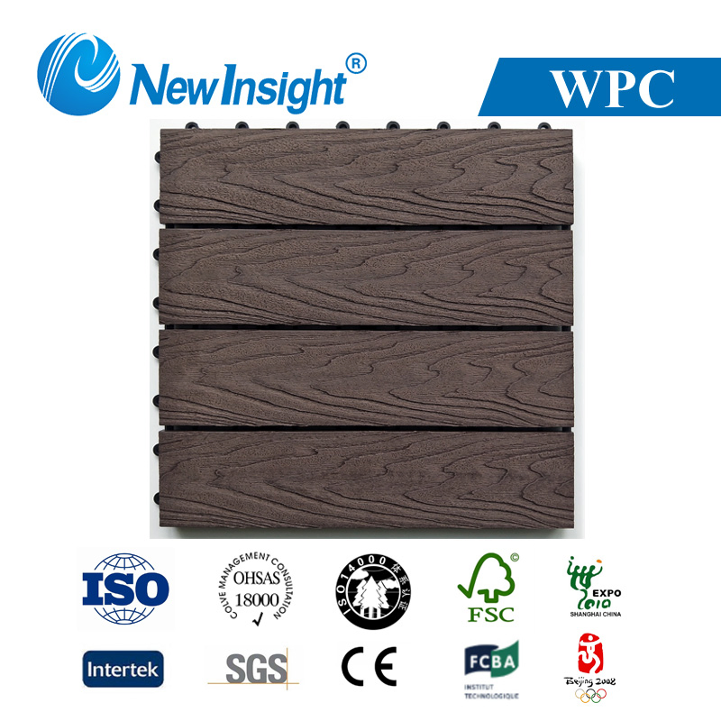 Modernization Waterproof Moisture-Proof WPC Wood Plastic Composite Interlocking DIY Deck Tile with Excellent Quality Durable Easy to Clean 300*300*21.5mm