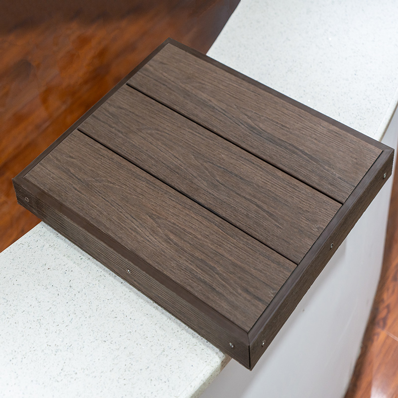 WPC DIY-Tiles China Top Supplier Co-Extrusion Teak Floor Tile Non-Slip Interlocking DIY Tiles Outdoor Easy Installation Pavement Tile