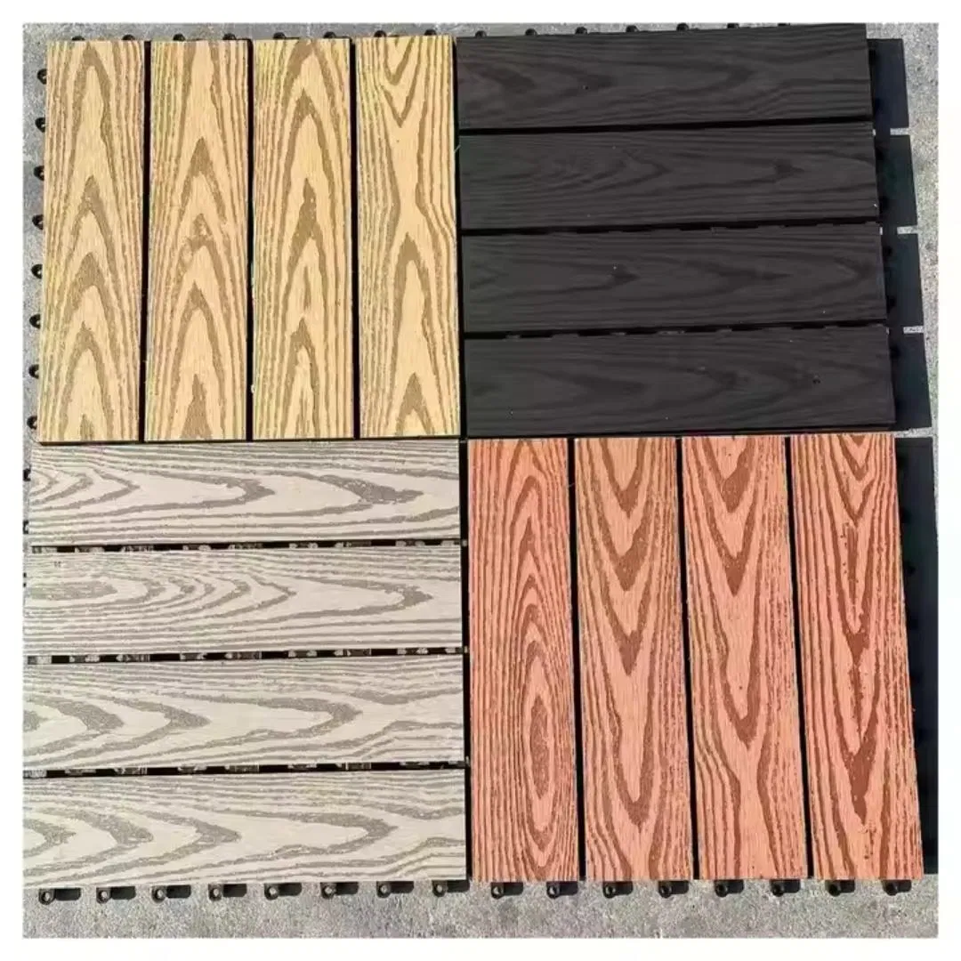 DIY WPC Composite Floor Tiles Co-Extrusion Interlocking Deck Tiles